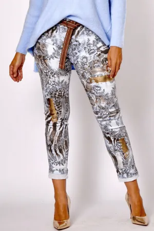 La Strada Viscose Stretch Print Jogger