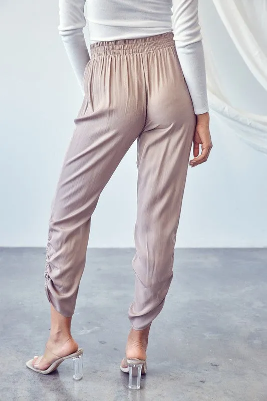 Latte Satin Joggers - FINAL SALE