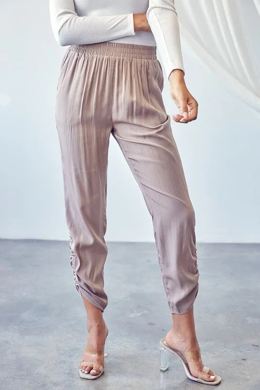Latte Satin Joggers - FINAL SALE