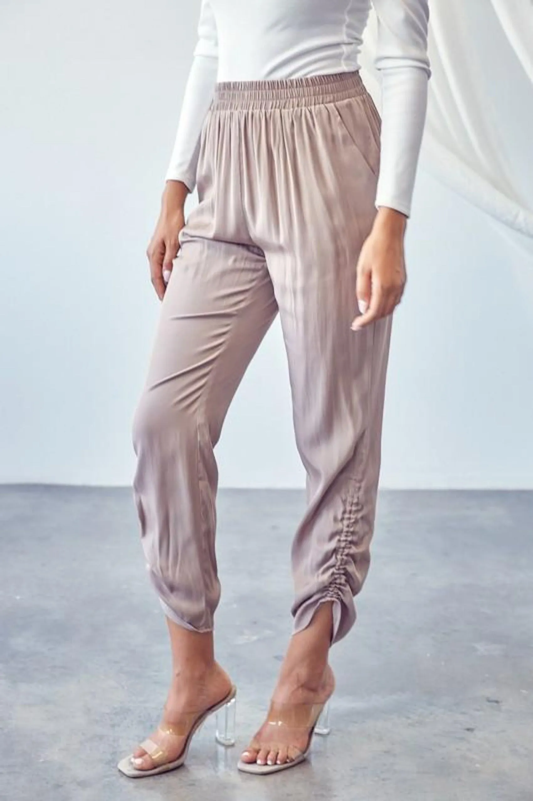 Latte Satin Joggers - FINAL SALE