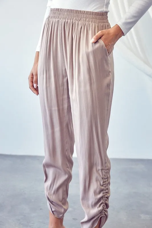 Latte Satin Joggers - FINAL SALE