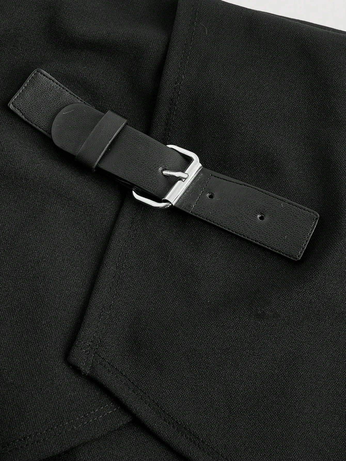 Leather Buckle Straight-Leg Trousers