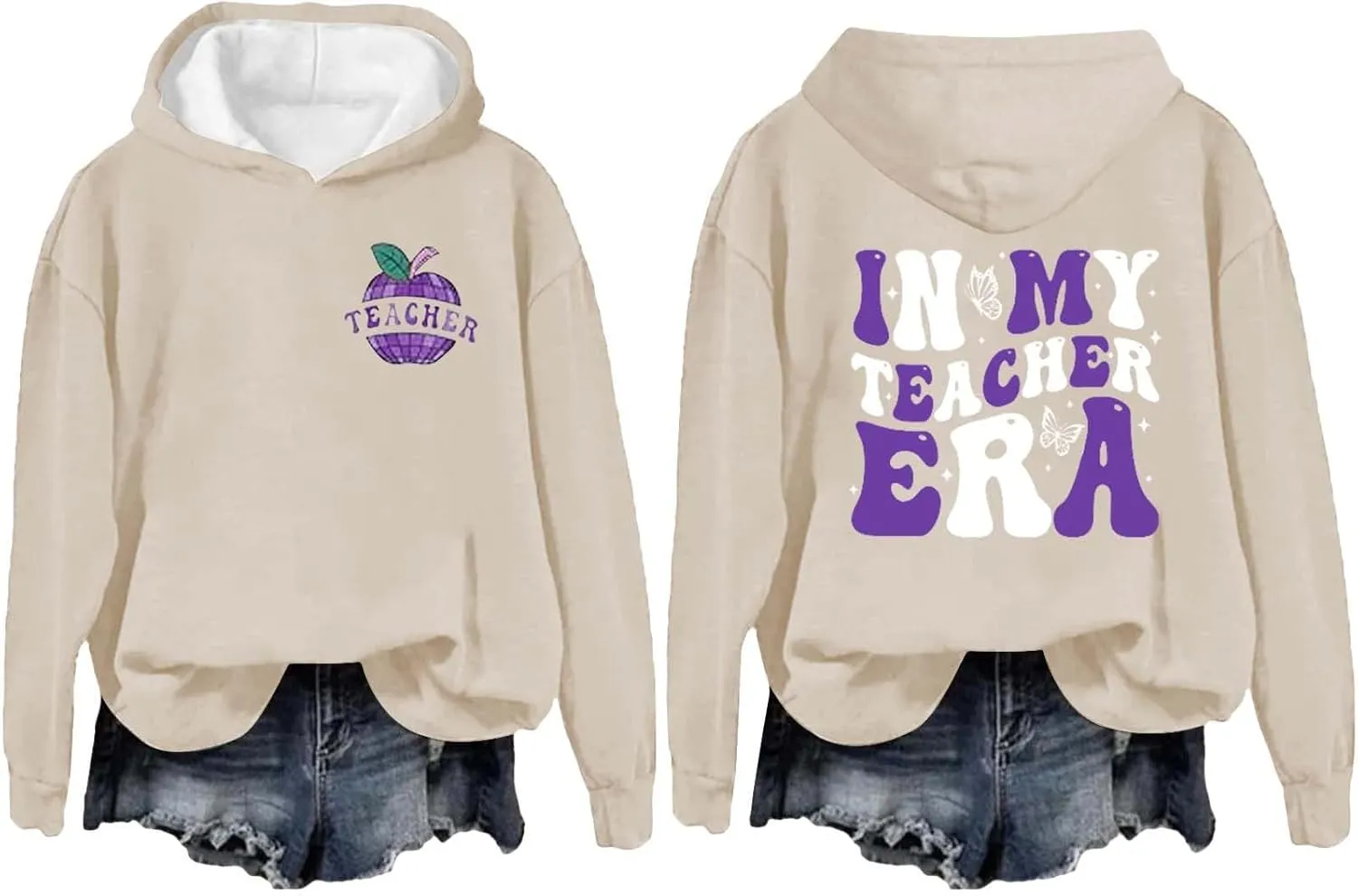 Loose Soft Long Sleeve Pullover Tops Graphic Long Sleeve Sweatshirt Aesthetic Pullover with Pockets 2024 Teacher