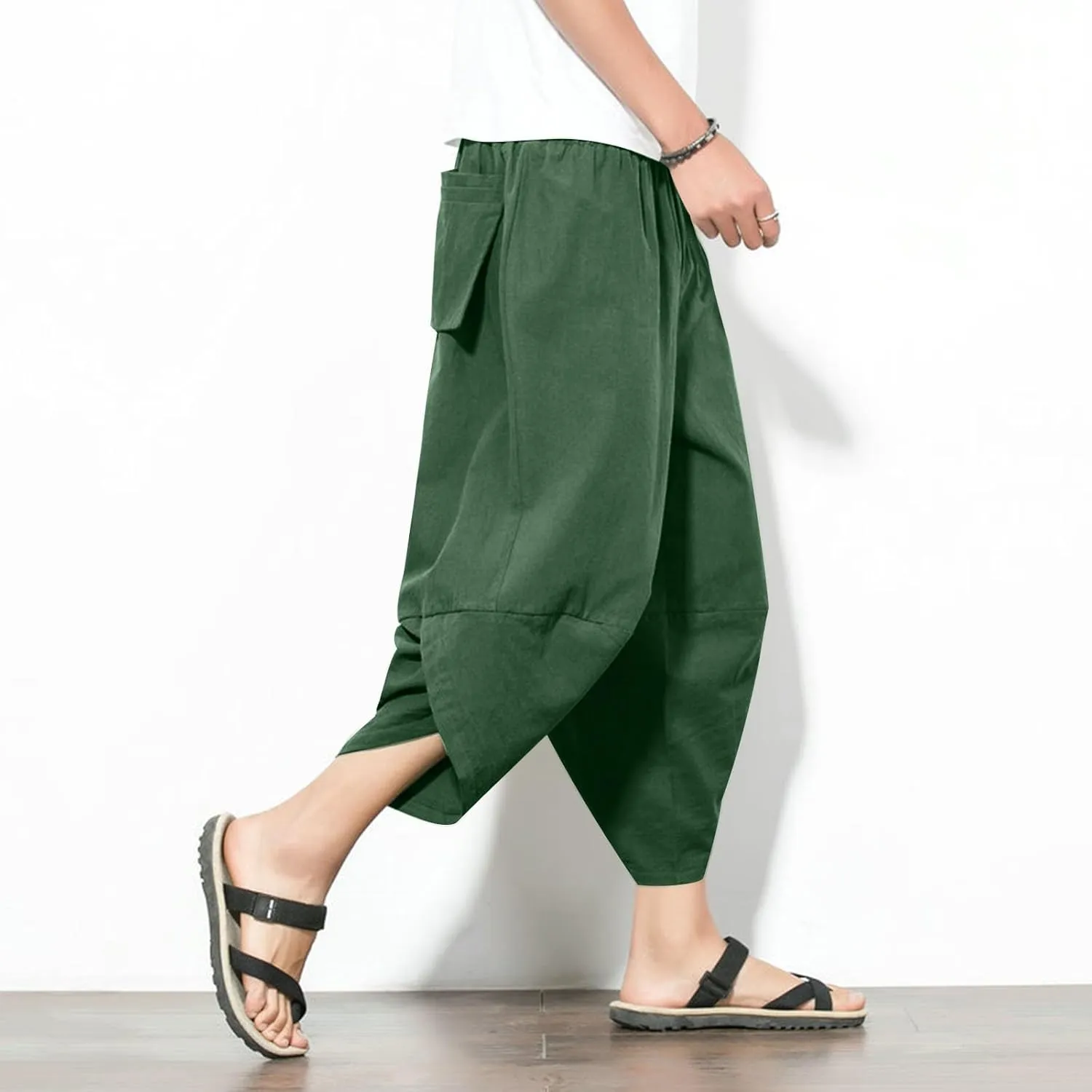Man Harem Flare Wide Leg Trousers Pants Trousers Pants Sweat Pants for Mens Linen Sport Gym Trousers Pants 2025
