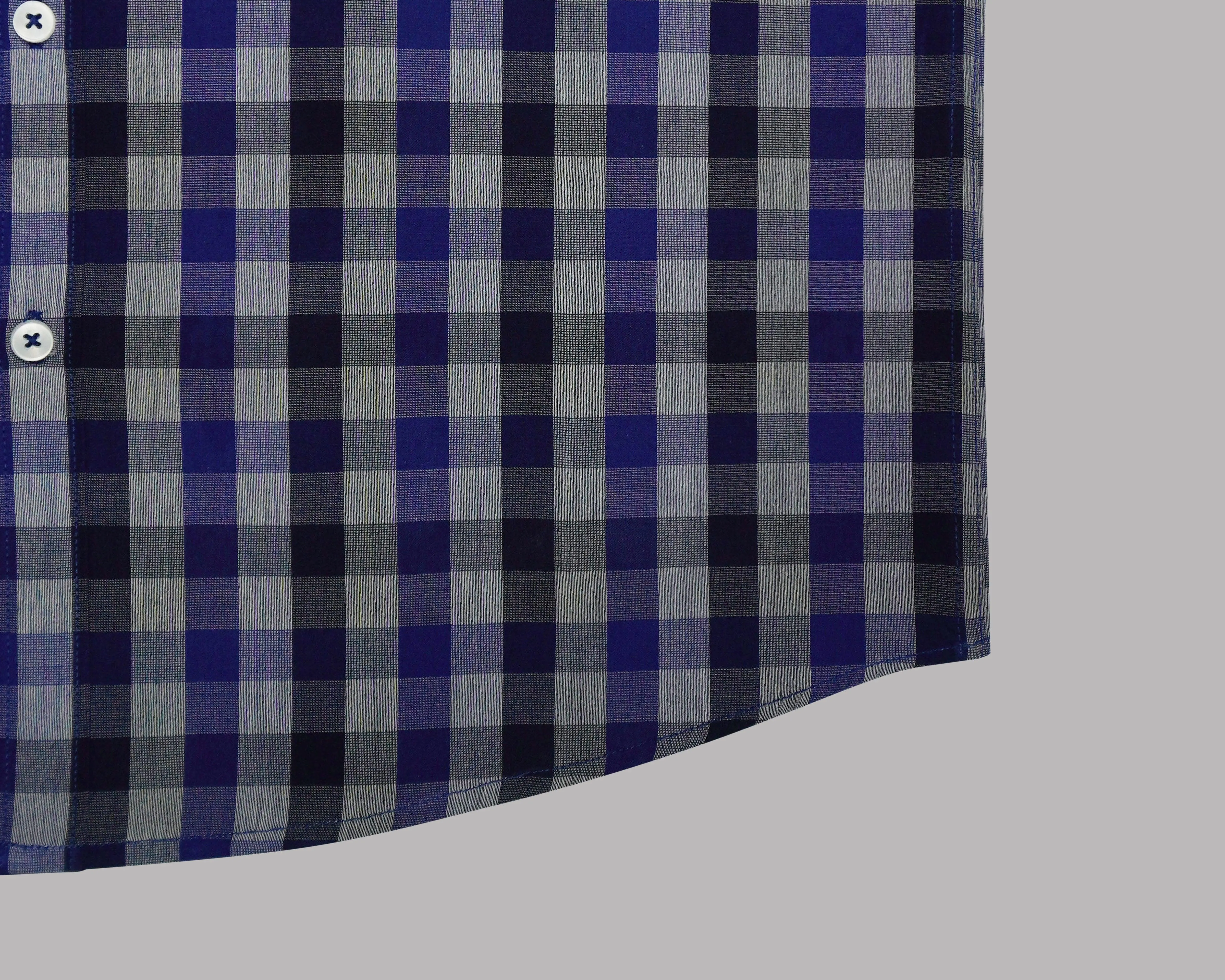 Men's 100% Cotton Gingham Checkered Half Sleeves Shirt (Blue)