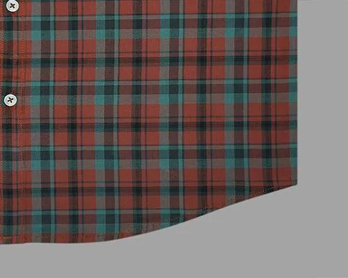 Men's 100% Cotton Plaid Checkered Full Sleeves Shirt (Rust)