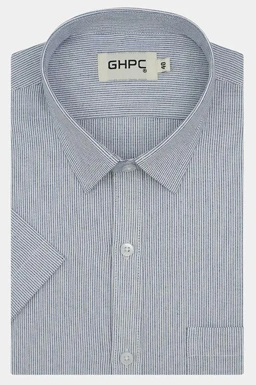 Men's 100% Cotton Self Design Half Sleeves Shirt (Blue)
