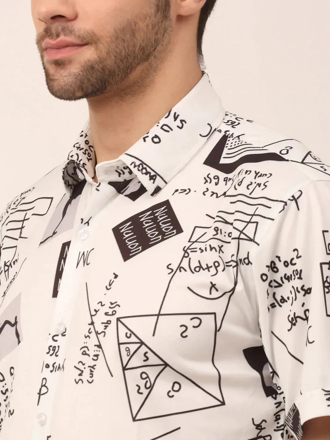 Men'S Lycra Printed Half Sleeve Formal Shirts