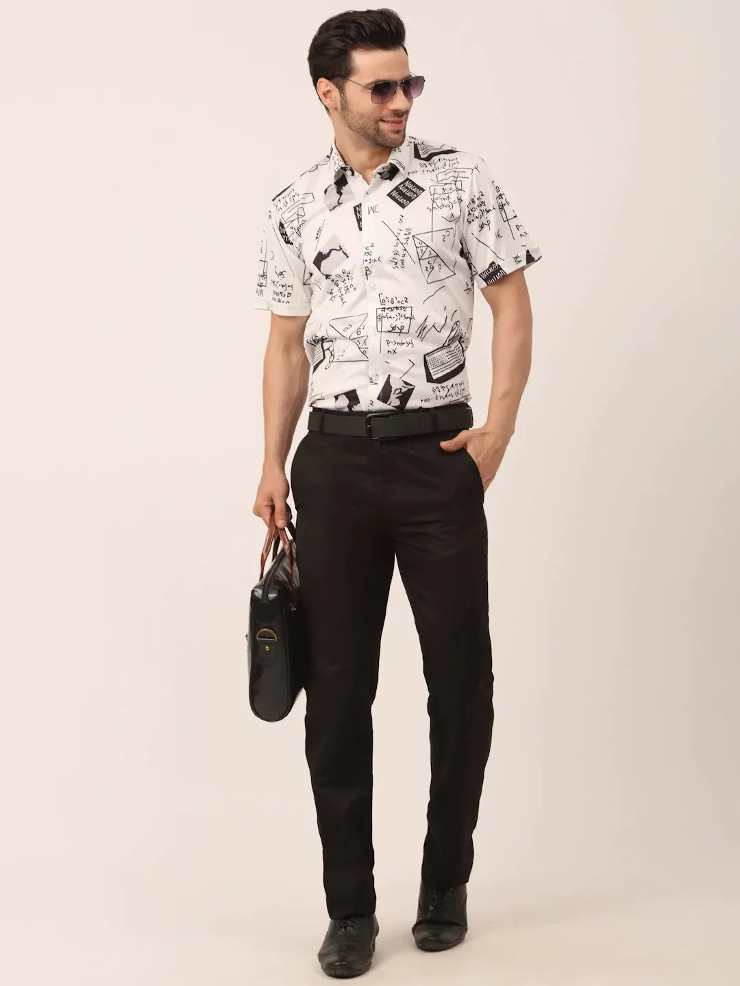 Men'S Lycra Printed Half Sleeve Formal Shirts
