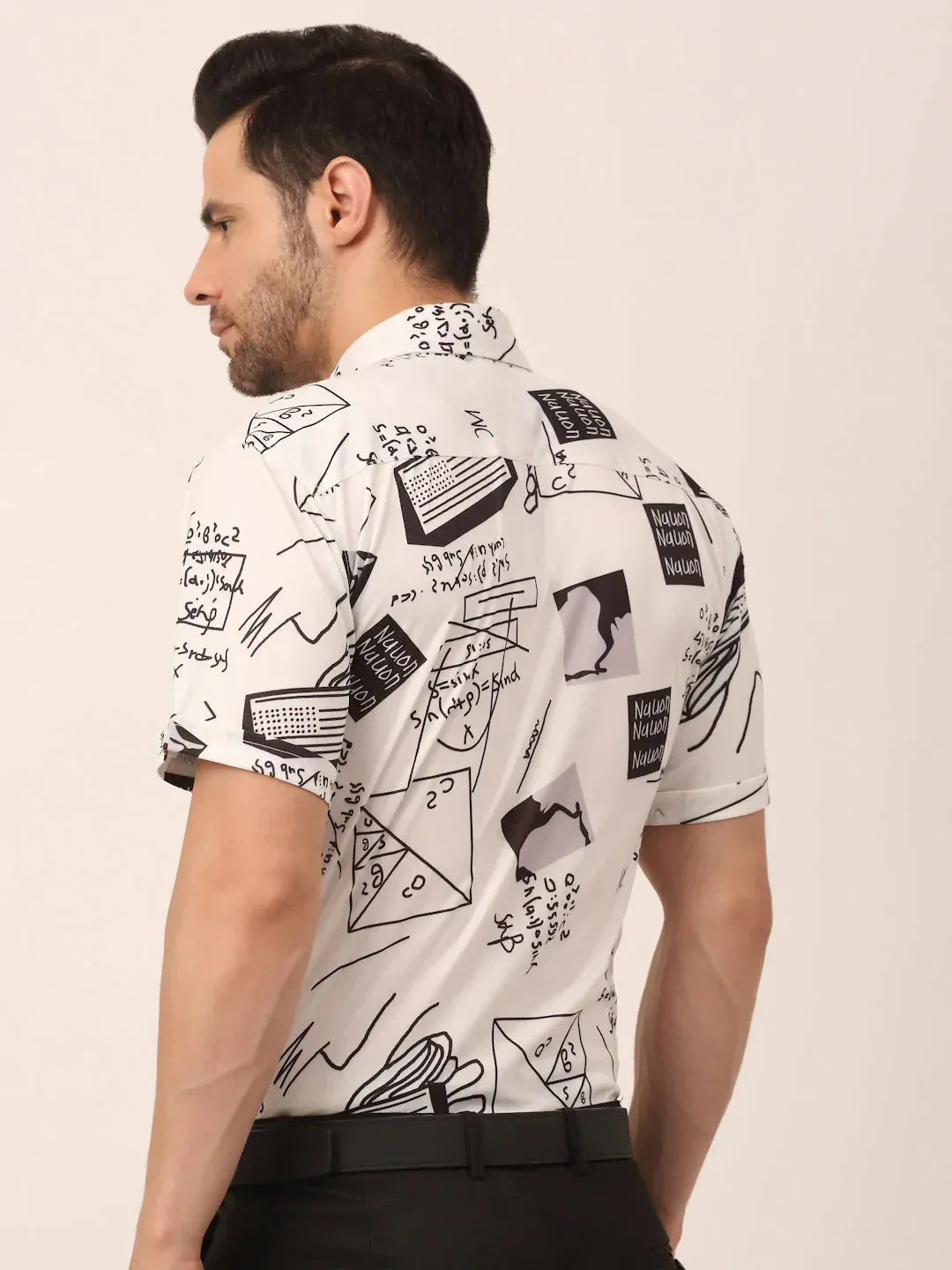 Men'S Lycra Printed Half Sleeve Formal Shirts