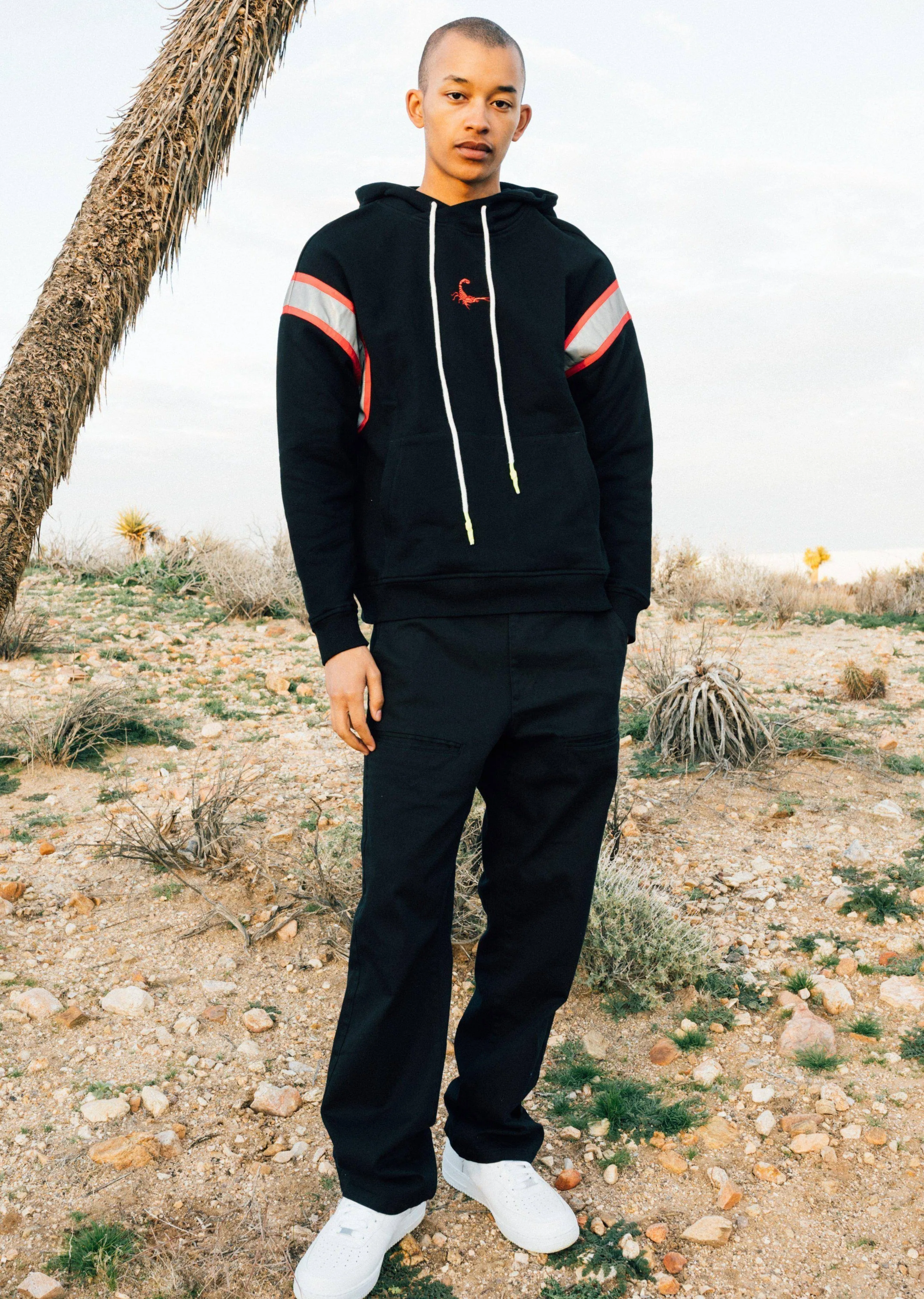Men's Reflective Pullover Scorpion Hoodie in Black