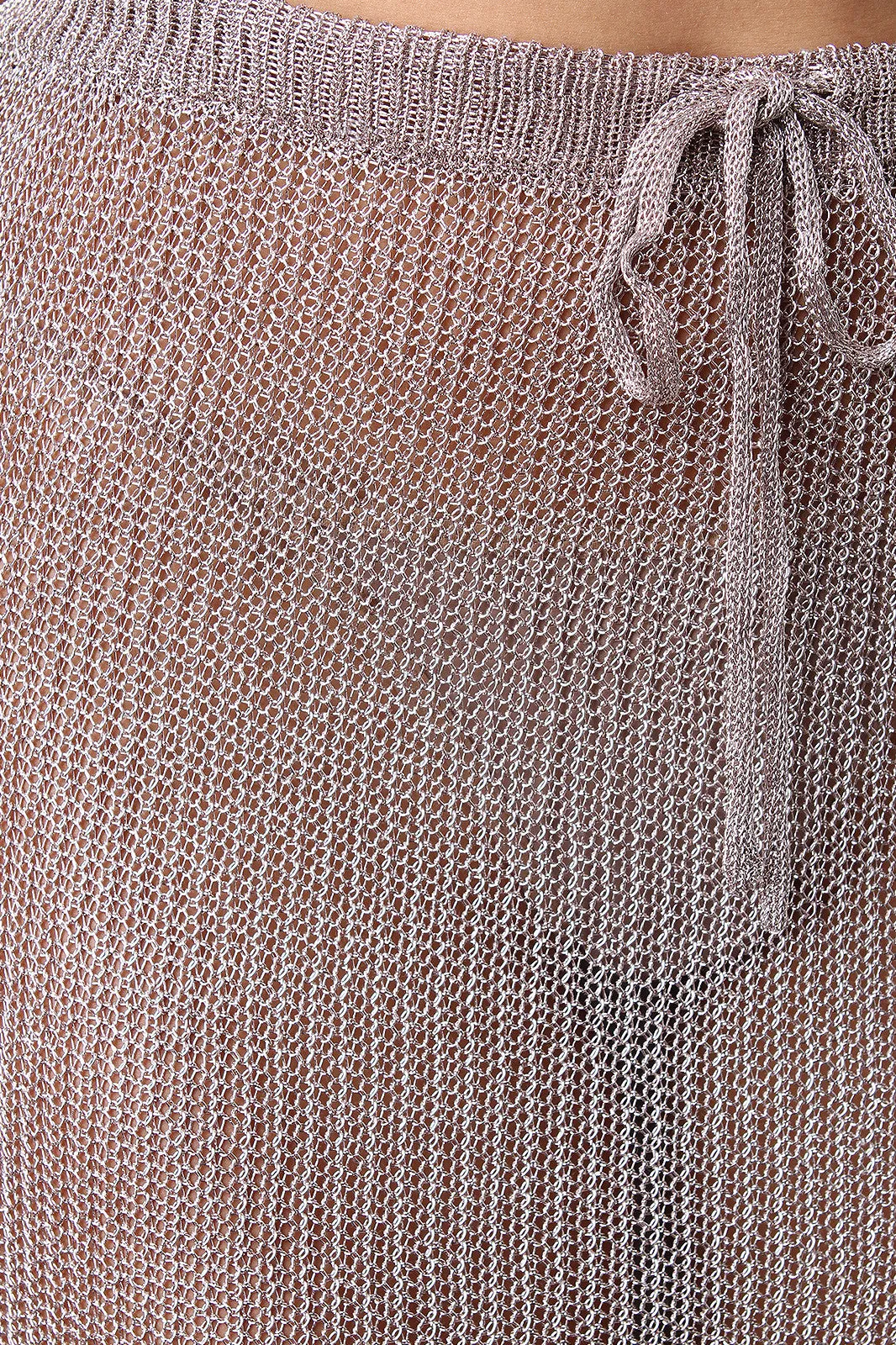 Metallic Loose Knit Mini Skirt