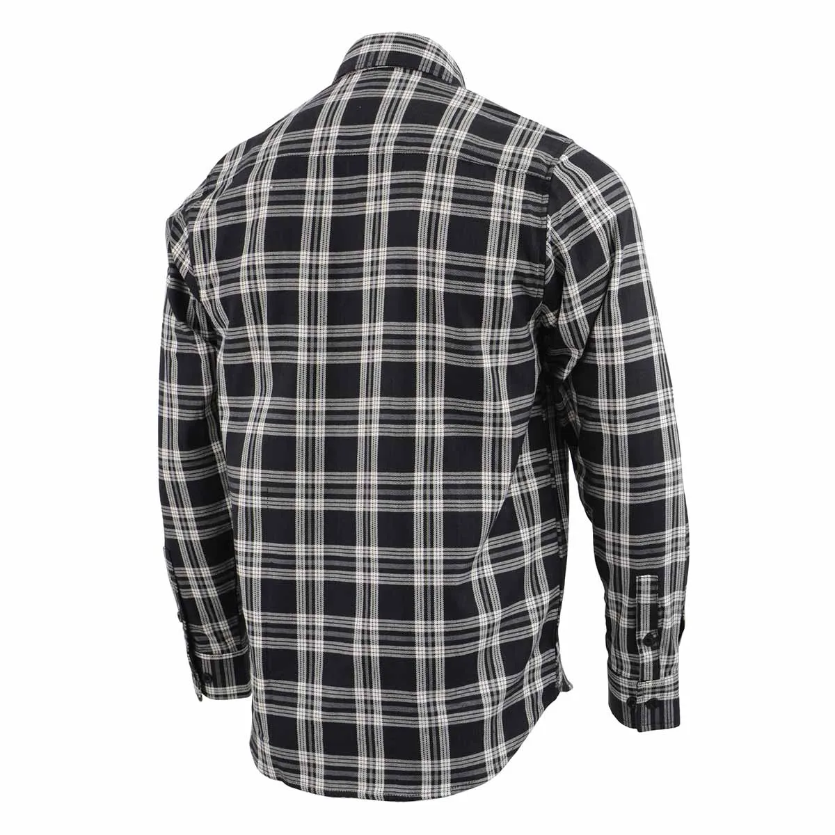 Milwaukee Leather MNG11646 Men's Flannel Plaid Shirt Black and White Long Sleeve Cotton Button Down Shirt