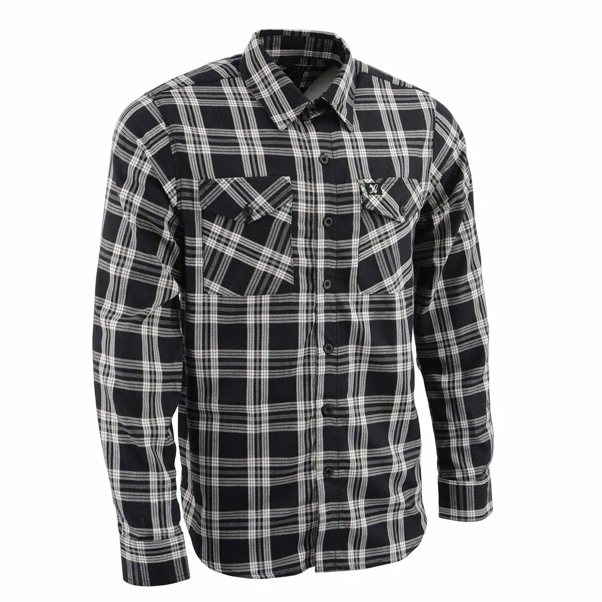 Milwaukee Leather MNG11646 Men's Flannel Plaid Shirt Black and White Long Sleeve Cotton Button Down Shirt