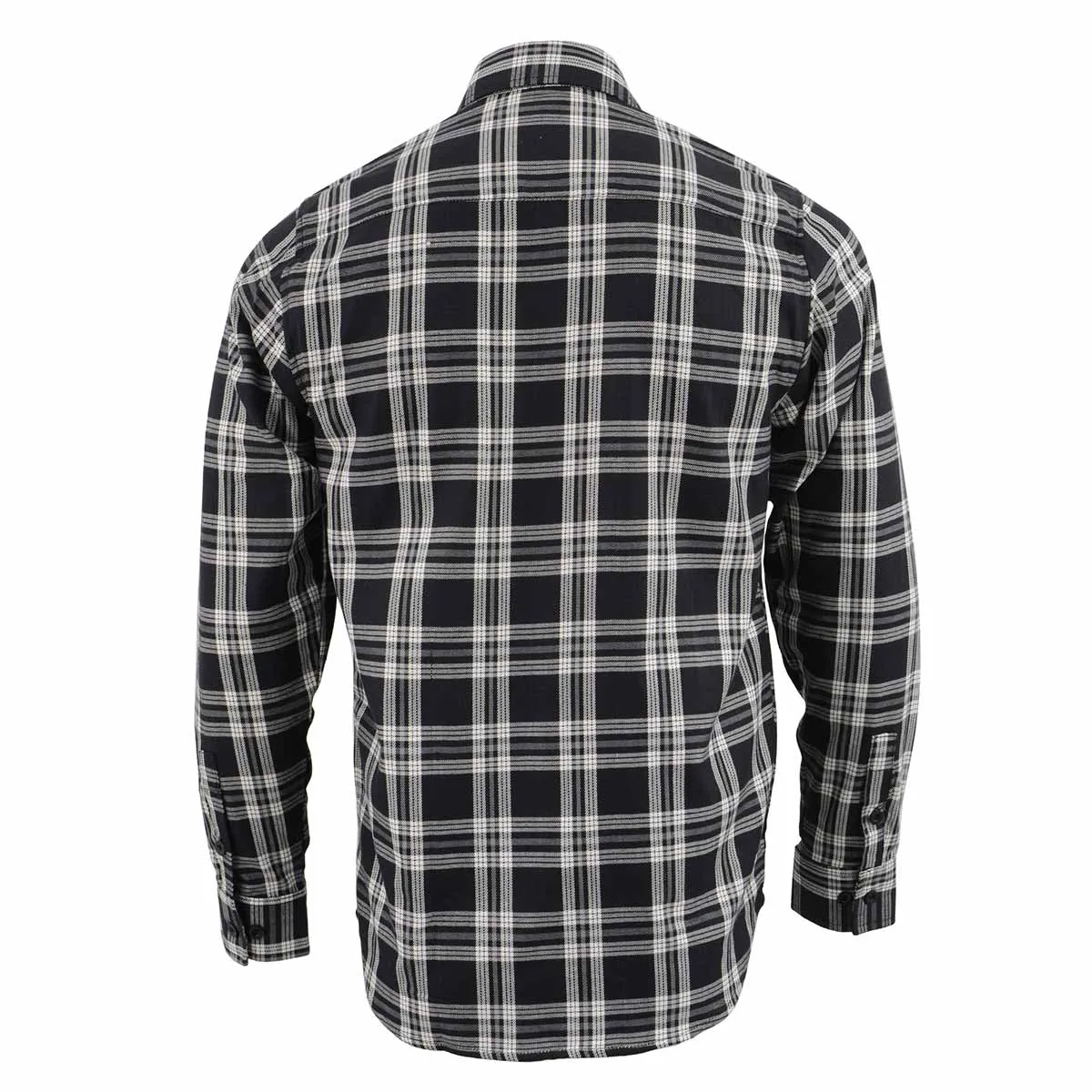 Milwaukee Leather MNG11646 Men's Flannel Plaid Shirt Black and White Long Sleeve Cotton Button Down Shirt