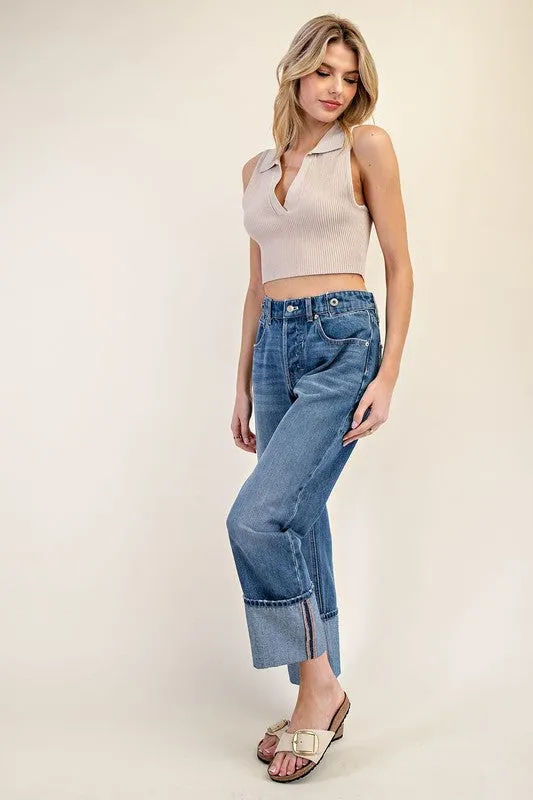 Mineral Wash Cuff Straight Leg