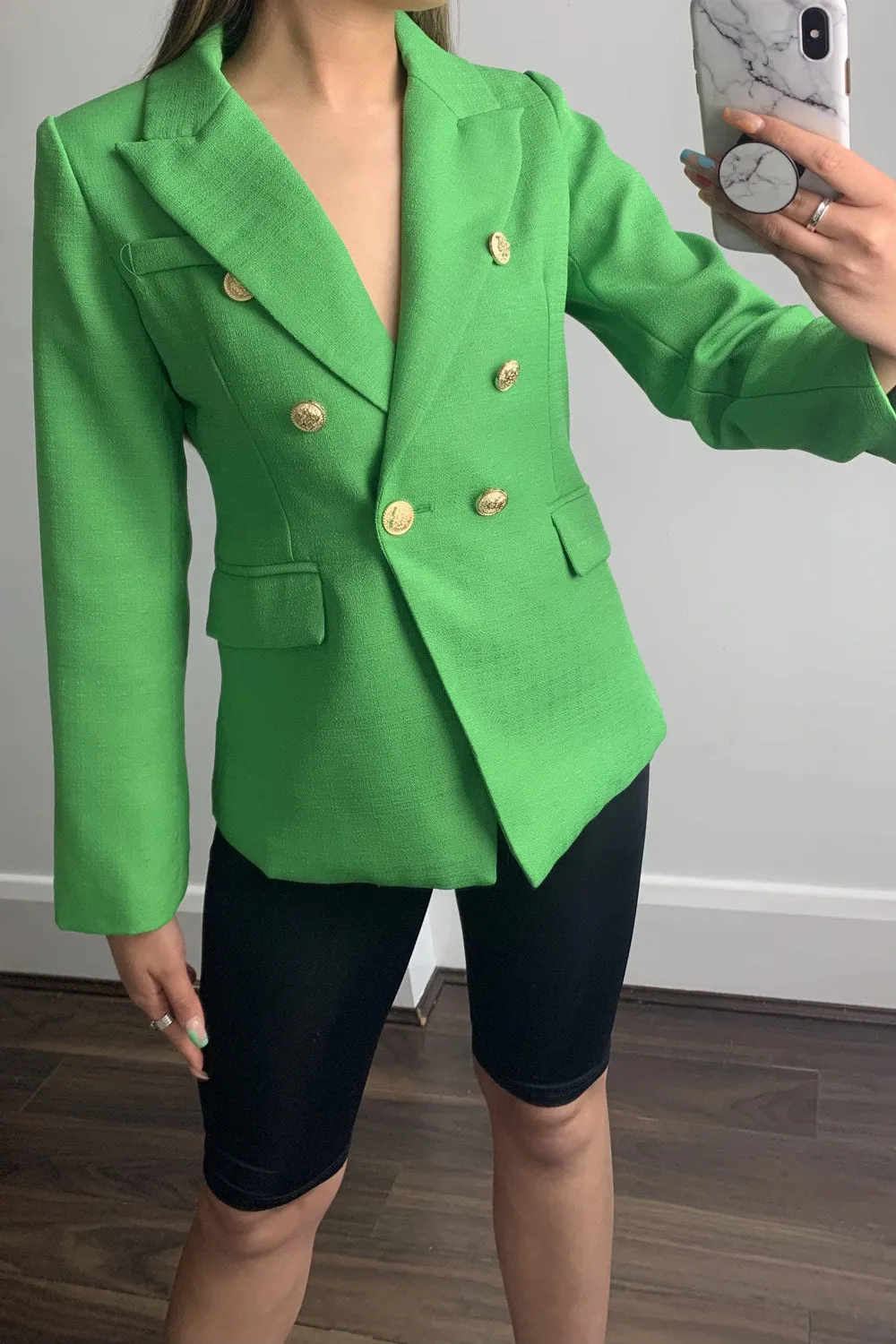 Molly Green Button Detail Textured Tailored Blazer