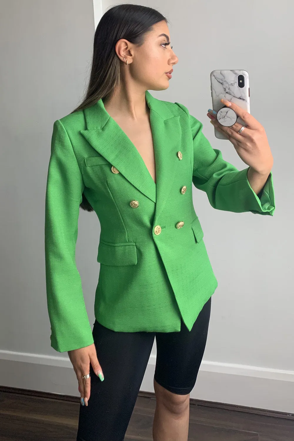 Molly Green Button Detail Textured Tailored Blazer
