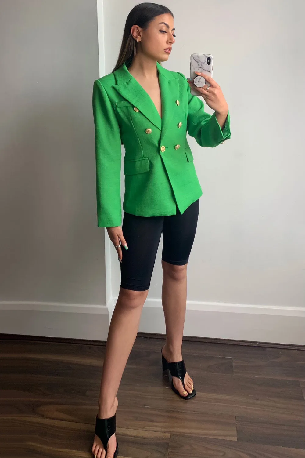 Molly Green Button Detail Textured Tailored Blazer