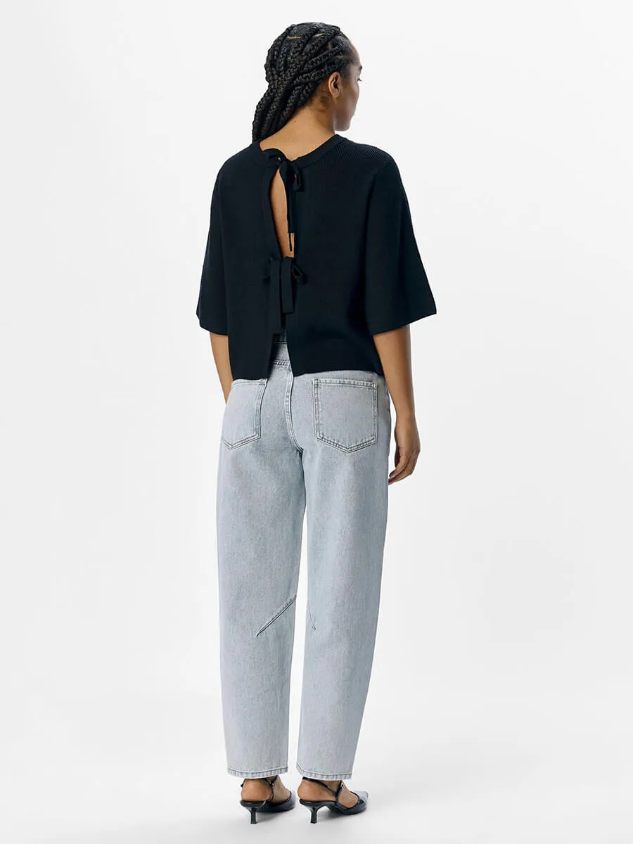 OBJUlla Short-Sleeved Knitted Cardigan - Black