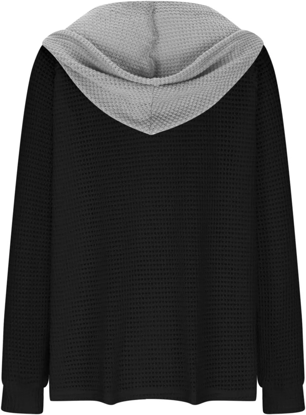 Oversized Hoodies for Women Soft V Neck Waffle Knit Hooded Sweatshirt Lightweight Fall Long Sleeve Pullover Sweaters