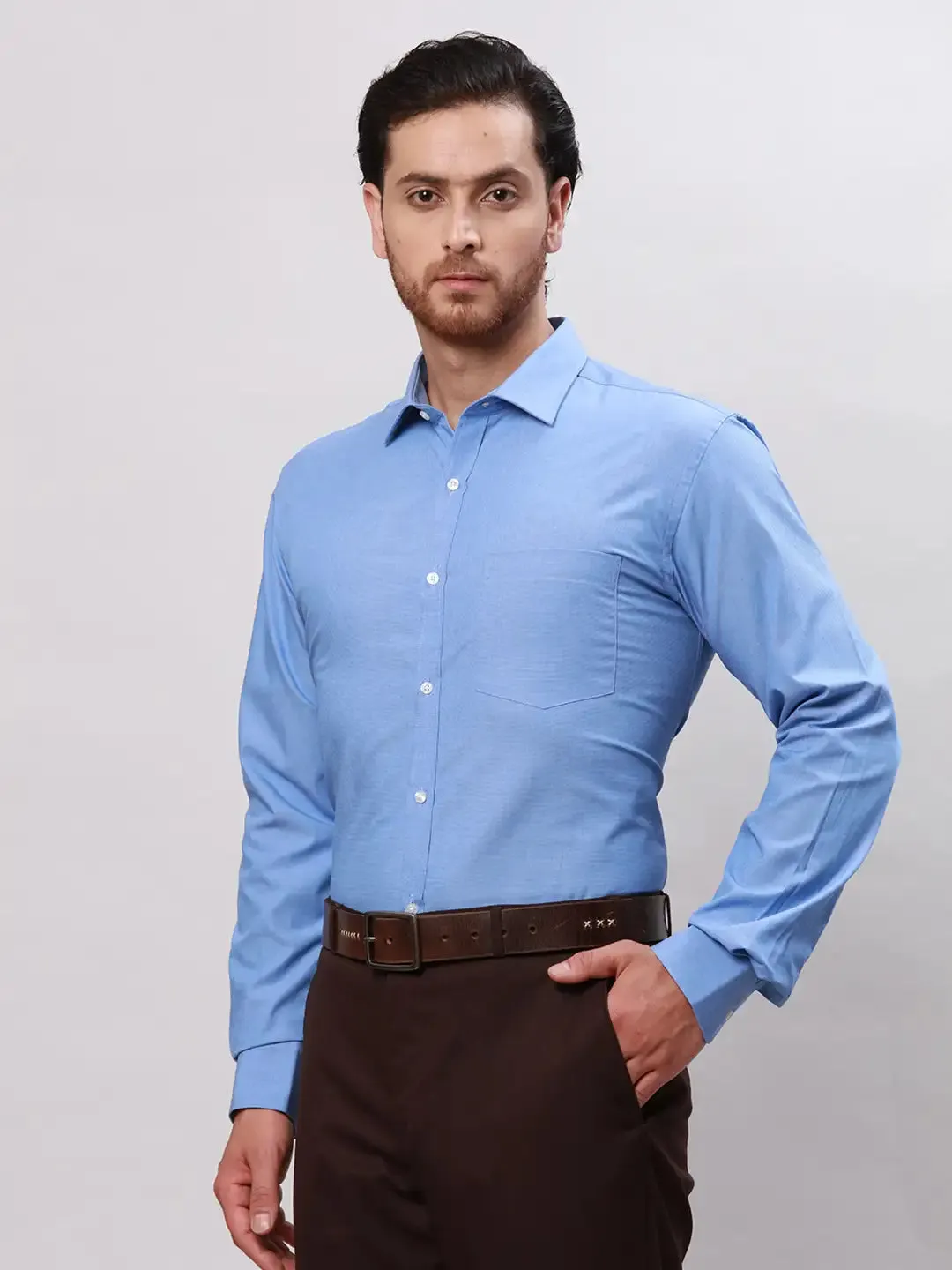 Park Avenue Men Blue Slim Fit Fil-A-Fil Cotton Shirt
