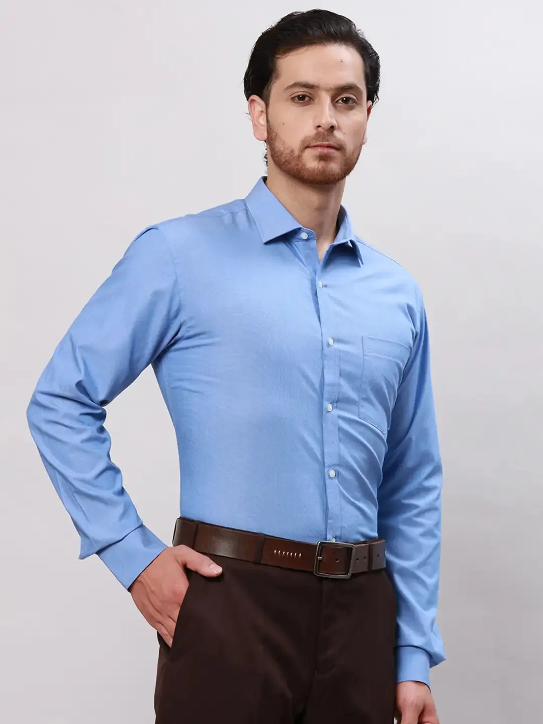 Park Avenue Men Blue Slim Fit Fil-A-Fil Cotton Shirt