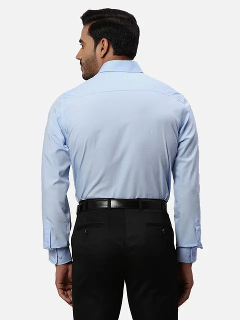 Park Avenue Men Blue Solid Regular Fit Cotton Formal Shirts