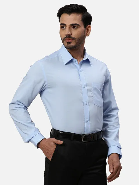 Park Avenue Men Blue Solid Regular Fit Cotton Formal Shirts