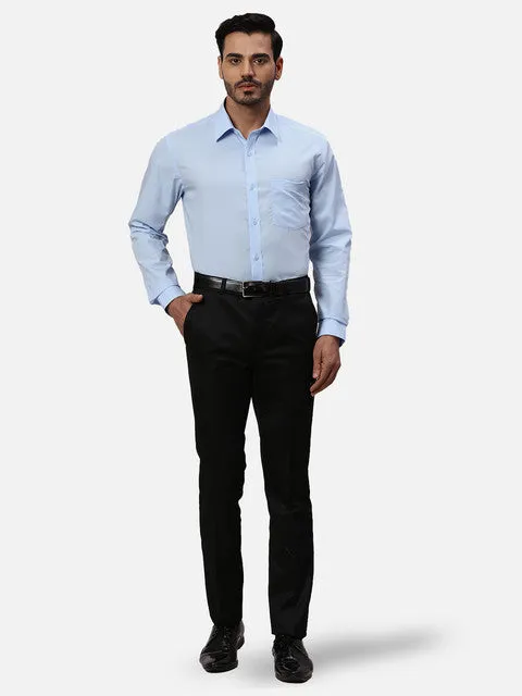 Park Avenue Men Blue Solid Regular Fit Cotton Formal Shirts