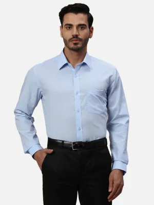 Park Avenue Men Blue Solid Regular Fit Cotton Formal Shirts