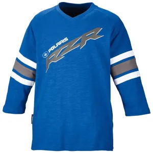 Polaris Youth RZR Dune 3/4 Sleeve Baseball T-Shirt Tee Blue & Grey - X-Large