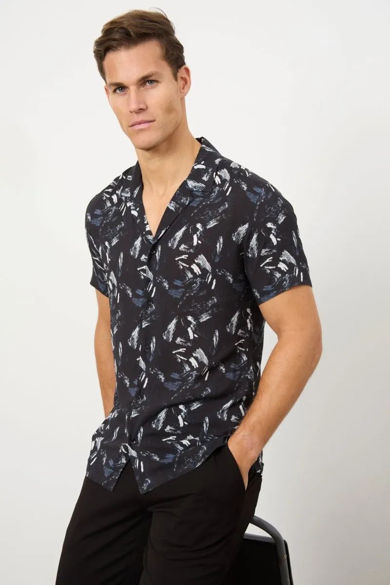 Printed Shirt in Brush Stroke