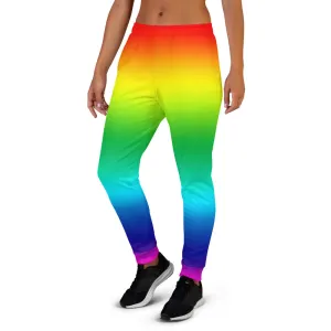 Rainbow Women's Joggers, Ombre Print Slim Fit Luxury Ladies' Cozy Sweatpants-Made in EU