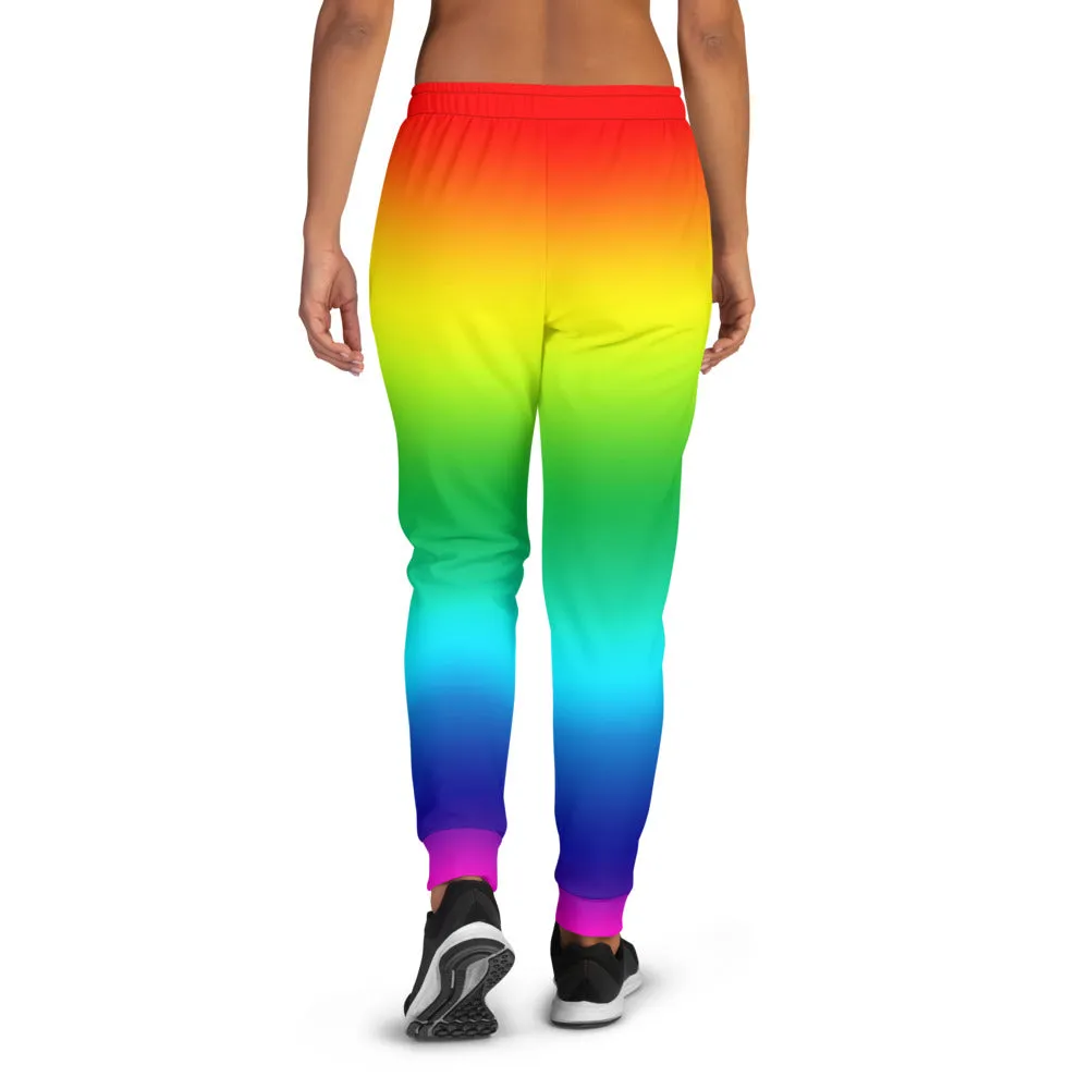 Rainbow Women's Joggers, Ombre Print Slim Fit Luxury Ladies' Cozy Sweatpants-Made in EU