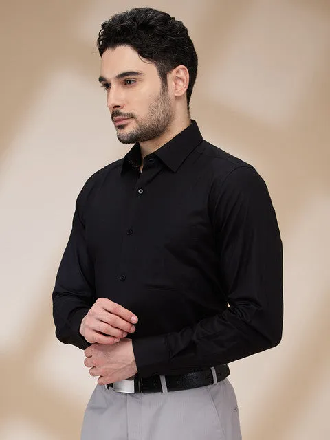 Raymond Men Black Solid Regular Fit Cotton Stain Proff Formal Shirt