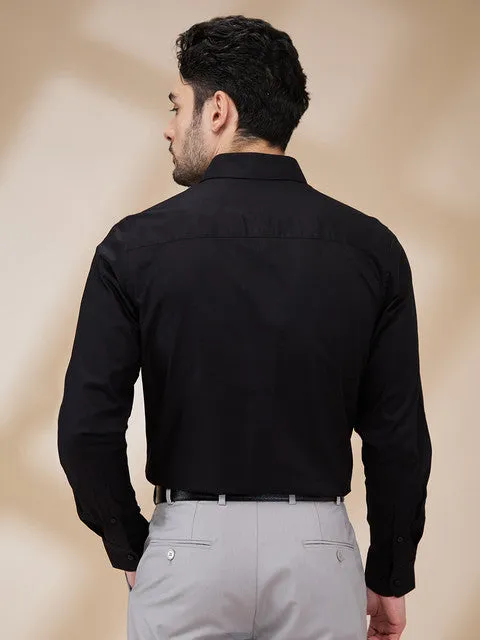 Raymond Men Black Solid Regular Fit Cotton Stain Proff Formal Shirt