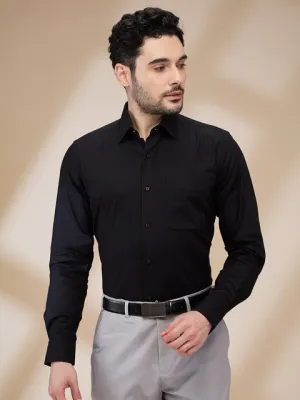 Raymond Men Black Solid Regular Fit Cotton Stain Proff Formal Shirt