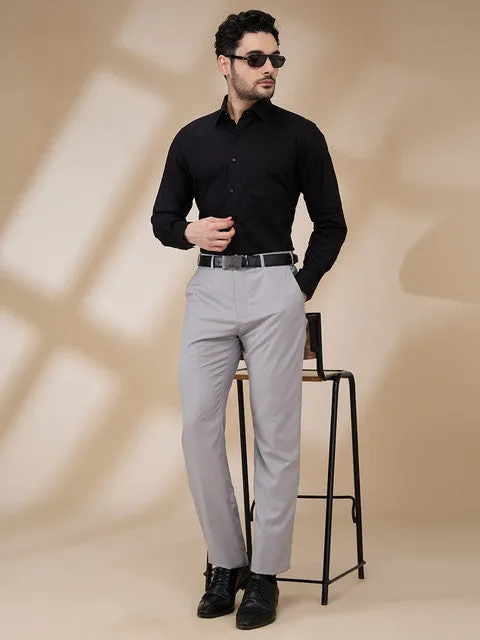 Raymond Men Black Solid Regular Fit Cotton Stain Proff Formal Shirt
