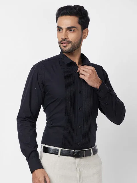 Raymond Men Black Stripe Contemporary Fit Cotton Formal Shirt