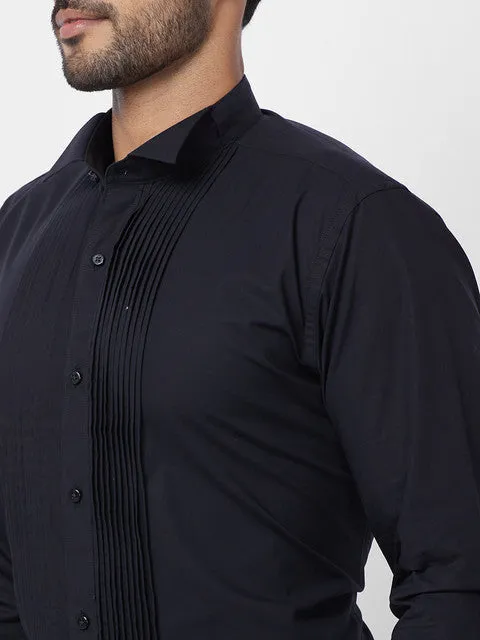 Raymond Men Black Stripe Contemporary Fit Cotton Formal Shirt