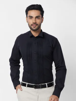 Raymond Men Black Stripe Contemporary Fit Cotton Formal Shirt
