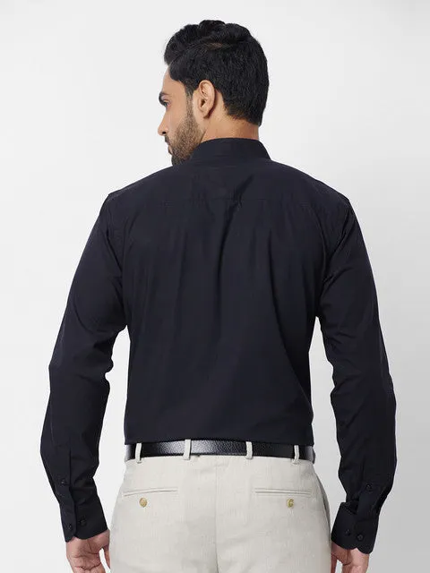 Raymond Men Black Stripe Contemporary Fit Cotton Formal Shirt