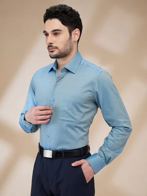 Raymond Men Blue Structured Regular Fit Cotton Formal Shirt