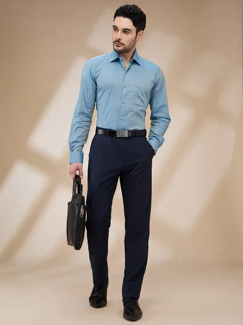 Raymond Men Blue Structured Regular Fit Cotton Formal Shirt
