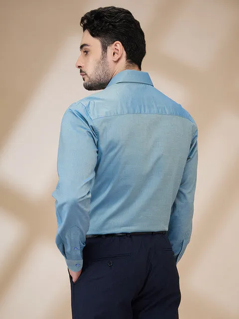 Raymond Men Blue Structured Regular Fit Cotton Formal Shirt