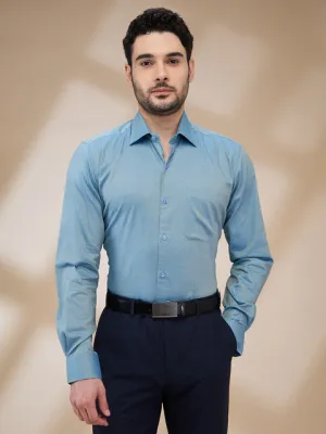 Raymond Men Blue Structured Regular Fit Cotton Formal Shirt