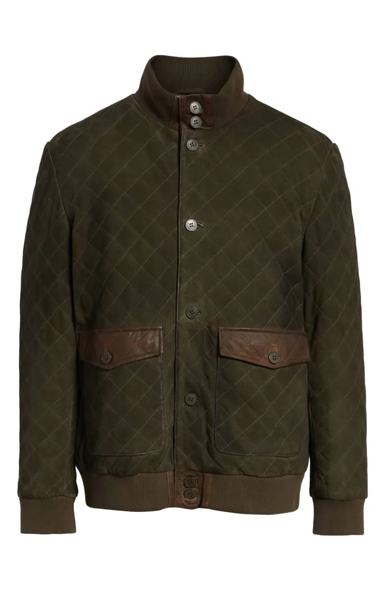 Regular Fit Quilted Suede Jacket