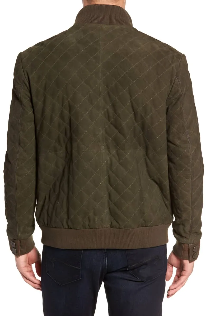 Regular Fit Quilted Suede Jacket