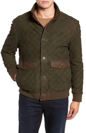 Regular Fit Quilted Suede Jacket